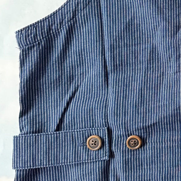 J.CREW Vest Lightweight Indigo Stripe Patch Pockets DESTON WASH Layer (8) Preppy - Picture 4 of 7